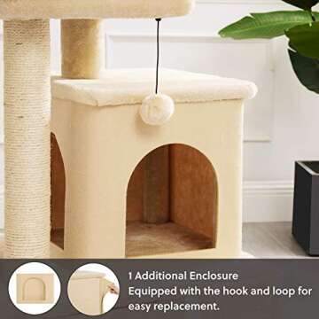 Lesure Cat Tree for Indoor Cats - Large Cat Tower Condos with Scratching Post and Platform, Multi-Level Pet Play House Stable Kitty Furniture, 34 inches Tall, Beige