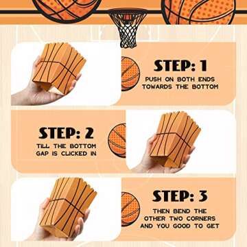 Funtery 24 Pcs Party Popcorn Boxes Popcorn Bags Buckets Container Holder Sport Party Favors for Sport Supplies Decorations(Basketball)