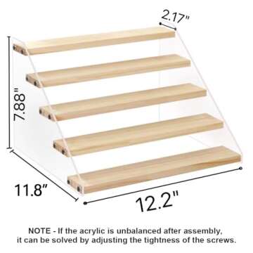 VAEHOLD Spice Rack Organizer for Cabinet & Countertop - Seasoning Organizer Spice Shelf - Space Saving Wooden Display Risers Shelf Showcase Fixtures Jewelry (5 Tier)