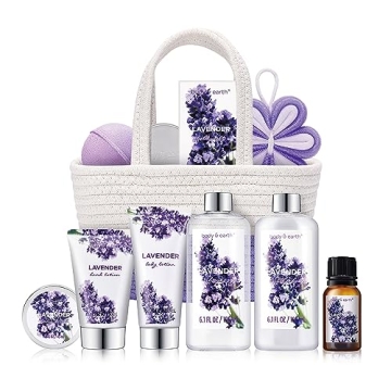 Spa Gift Baskets for Women - Body & Earth 11pcs Lavender Gift Sets with Bubble Bath, Shower Gel, Bod...