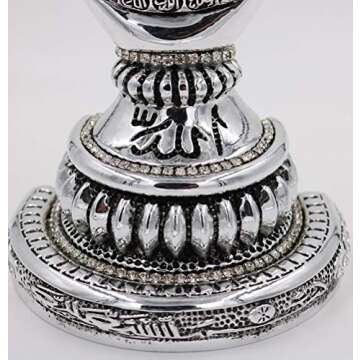 Modefa Islamic Turkish Table Decor Showpiece Gift Sculpture Figure Arabic 99 Names of Allah Tulip (Silver)