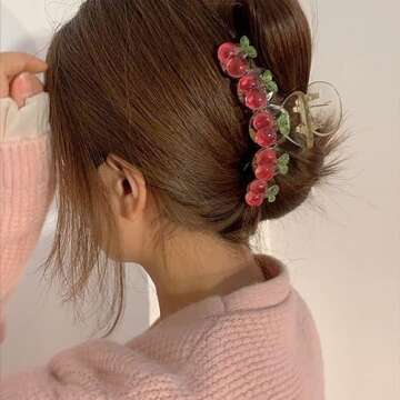 Korean Style Sweet Jelly Cherry Hair Claw Shark Clip, Women Girls Elegant Cute Cherry Hair Crab Clip...