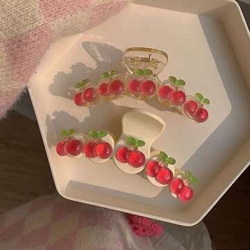 Korean Style Sweet Jelly Cherry Hair Claw Shark Clip, Women Girls Elegant Cute Cherry Hair Crab Clip Ponytail Holder Hair Accessories(transparent)