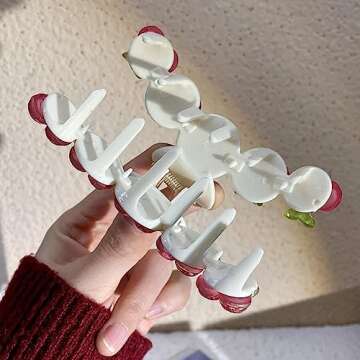 Korean Style Sweet Jelly Cherry Hair Claw Shark Clip, Women Girls Elegant Cute Cherry Hair Crab Clip Ponytail Holder Hair Accessories(transparent)