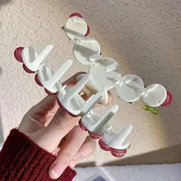 Korean Style Sweet Jelly Cherry Hair Claw Shark Clip, Women Girls Elegant Cute Cherry Hair Crab Clip Ponytail Holder Hair Accessories(transparent)