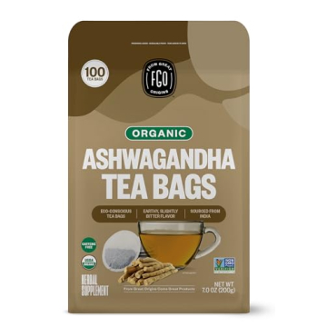 FGO Organic Ashwagandha Tea Bags - 100 Eco-Conscious Count