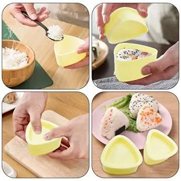 yuntop 2 Pack Triangle Sushi Maker & 1 Pack White Rice Paddle Triangle Onigiri Rice Ball Mold Kit for Japanese Home DIY Children Bento Large & Small Triangle Sushi Press Set Kitchen Tool for Musubi
