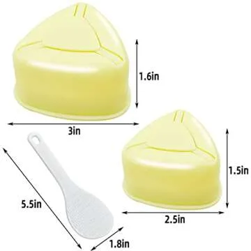 yuntop 2 Pack Triangle Sushi Maker & 1 Pack White Rice Paddle Triangle Onigiri Rice Ball Mold Kit for Japanese Home DIY Children Bento Large & Small Triangle Sushi Press Set Kitchen Tool for Musubi