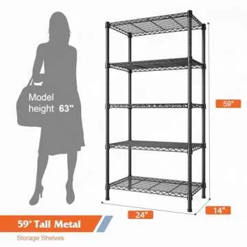 REIBII 5-Tier Heavy Duty Wire Shelving Rack for Storage