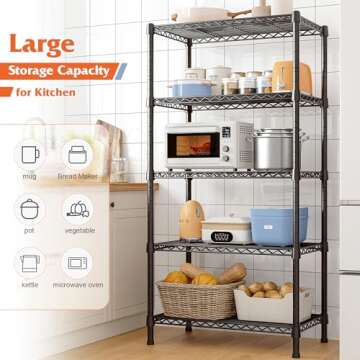 REIBII 5-Tier Heavy Duty Wire Shelving Rack for Storage