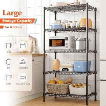 REIBII 5-Tier Heavy Duty Wire Shelving Rack for Storage