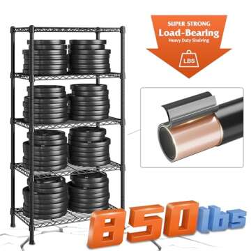 REIBII 5-Tier Heavy Duty Wire Shelving Rack for Storage