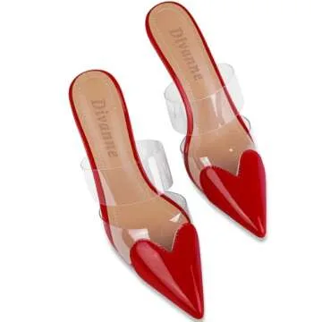 Divanne Women's Heart Heeled Mules - Comfort & Style