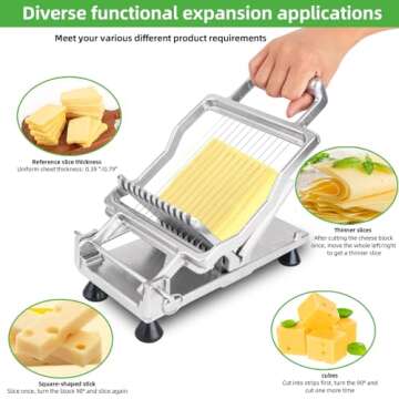 Commercial Cheese Slicer With Wire1 cm & 2 cm Cheese Cutter Butter Cutting Board Machine Aluminum Alloy Commercial Cheese Slicer with 316 Stainless Steel Wire Kitchen Cooking Baking Tool