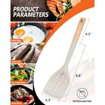 Pack of 2 Silicone Spatula, Non Stick Cooking Utensil Set Wooden Handle Kitchen Turner for Baking Mi...