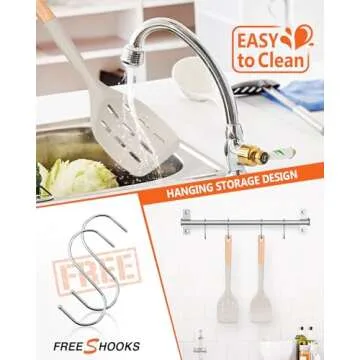 Pack of 2 Silicone Spatula, Non Stick Cooking Utensil Set Wooden Handle Kitchen Turner for Baking Mixing Grilling Serving Food Heat Resistant Non Scratch Hooks Included (Khaki)