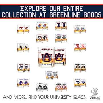Greenline Goods - Auburn University Whiskey Glass Set (2 Low Ball Glasses) - Contains Full Color Tigers Logo & Campus Map - Auburn Tigers College Grads & Alumni - College Cocktail Glassware