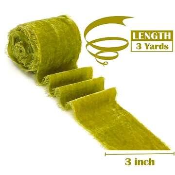 MEEDEE Moss Velvet Ribbon Fringe - 3 Inch Moss Velvet Ribbon for Wreaths, Flower Bouquets, Dress Sas...