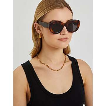AIEYEZO Oversized Cat Eye Sunglasses for Women - Chic Retro Style Shades