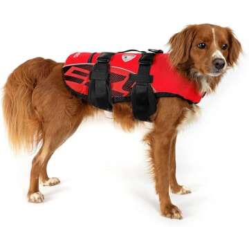 Ezydog DFD Dog Life Jacket - Adjustable Swimming Safety Vest with Reflective Trim & Durable Grab Han...