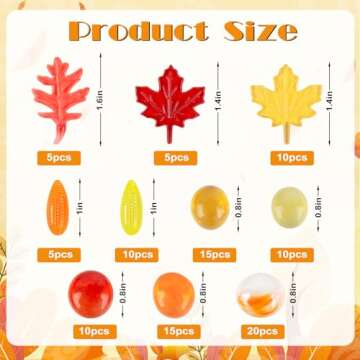Fall Thanksgiving Vase Filler 100 PCS Sensory Bin Filler Acrylic Autumn Leaves Corn Gems for Thanksg...