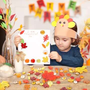 Fall Thanksgiving Vase Filler 100 PCS Sensory Bin Filler Acrylic Autumn Leaves Corn Gems for Thanksgiving Table Decor, Preschool Counting and Thanksgiving Craft