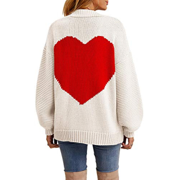 Chic Tutorutor Oversized Heart Print Cardigan for Women