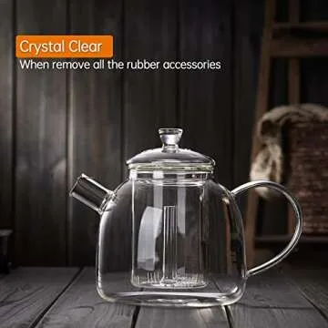 Largr Glass Teapot with Infuser, 62oz 1850ml All-Glass Design with Dual Filters, Borosilicate Glass Tea Kettle for Loose Leaf & Blooming Tea, Stovetop Safe