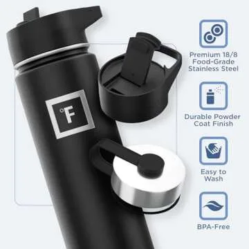 Iron Flask - Insulated Sports Water Bottle with 3 Lids