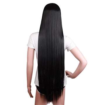 MapofBeauty 100 cm Long Straight Sexy Costume Anime Wig (Black)