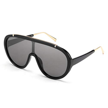 FEISEDY Fashion Round Frame One-piece Lenses Oversized Sunglasses | UV400 Protection | Trendy Retro ...