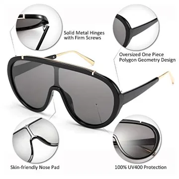 FEISEDY Oversized One Piece Frame UV400 Sunglasses