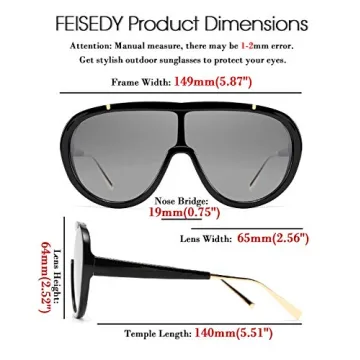 FEISEDY Oversized One Piece Frame UV400 Sunglasses