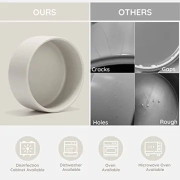 SPUNKYJUNKY Ceramic Bowls with Wood Stand for Pets