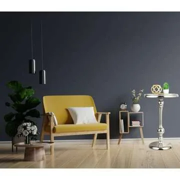 Coffee Tables, Round Side Table, Modern End Table, Metal Accent Table for Small Spaces, Living Room, Bedroom, Balcony, Easy Assembly, 15 x 21 inches - Brush Silver