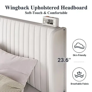 Allewie Velvet Queen Bed Frame with Channel Tufted Headboard