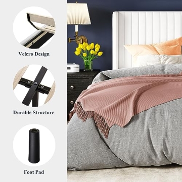 Allewie Velvet Queen Bed Frame with Channel Tufted Headboard