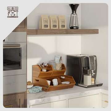 HOLANA 14x11in Acacia Wood Pantry Storage Bins - Set of 3 Wooden Stackable Baskets - Fruit, Vegetable, Potato and Onion Storage - Detachable Fruit Basket Bowl Organization for Kitchen Counter