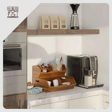 HOLANA 14x11in Acacia Wood Pantry Storage Bins - Set of 3 Wooden Stackable Baskets - Fruit, Vegetable, Potato and Onion Storage - Detachable Fruit Basket Bowl Organization for Kitchen Counter