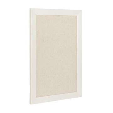 DesignOvation Beatrice Framed Linen Fabric Pinboard, 18x27, White