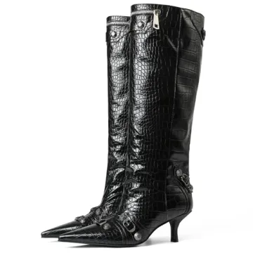 Stylish Oiamenne Knee High Boots for Women - Kitten Heel