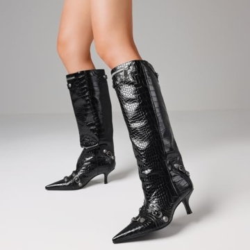 Stylish Oiamenne Knee High Boots for Women - Kitten Heel