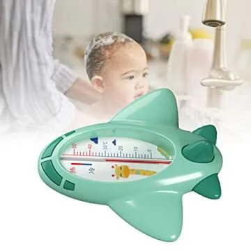 Baby Bath Thermometer, Infant Bath Thermometer Airplane Shape Lovely Multifunctional Infant Water Temperature Thermometer (Green)