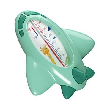 Baby Bath Thermometer, Infant Bath Thermometer Airplane Shape Lovely Multifunctional Infant Water Temperature Thermometer (Green)