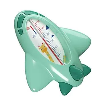 Baby Bath Thermometer, Infant Bath Thermometer Airplane Shape Lovely Multifunctional Infant Water Temperature Thermometer (Green)