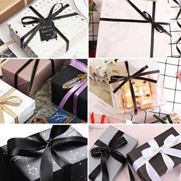 Gold Satin Ribbons 3/8 Inch x 25 Yards, Fabric Ribbon with Gold Edges Border for Gift Wrapping, DIY Crafts, Floral Bouquets, Hair Bows, Sewing Projects, Birthday Baby Shower Wedding Decorations