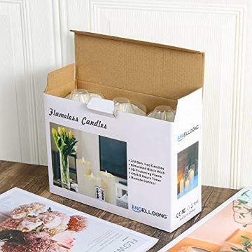 ANGELLOONG Flickering Flameless Candles, Realistic LED Candles with Remote and Timer, Set of 3 Battery Operated Candles for Room Fall Home Decor Wedding Christmas Decorations