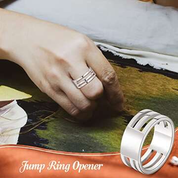 Hicarer 2 Pieces Jump Ring Opening Tools Opening Stainless Steel Jump Ring Opener Circle Tool for Jewelry Makers Craft Projects Supplies(Silver)