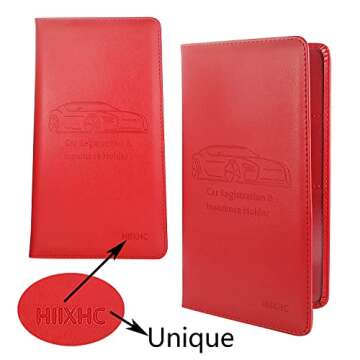 Car Registration and Insurance Card Holder - Leather Vehicle Glove Box Automobile Documents Paperwor...