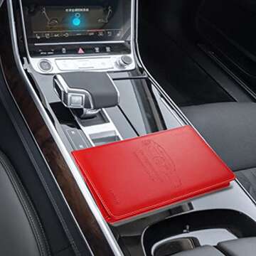 Car Registration and Insurance Card Holder - Leather Vehicle Glove Box Automobile Documents Paperwork Wallet Case Organizer for ID, Driver's License, Key Contact Information Cards